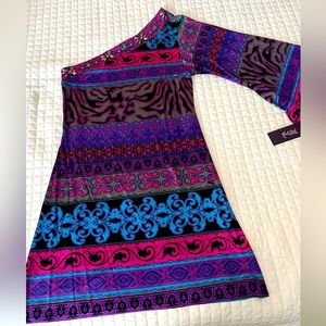 Hale Bob one shoulder cocktail dress with beading.